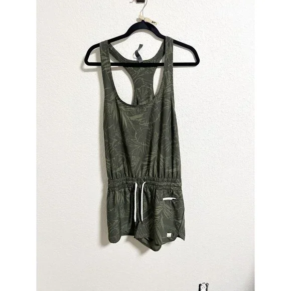Vuori Womens Clementine Romper Racerback Oregano Rainforest Print Green Large - Picture 2 of 4